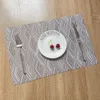 Table Mats 2PCS Rectangle Placemat Restaurant Washable PVC Durable Dining Weave Frame Teslin Disc Bowl Non-slip Pad