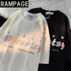 T-Shirt Femme Harajuku Couleur Meteor Stars Imprimer Coton T-shirts Hip Hop Kawaii T-shirt Graphique Femmes Couples Surdimensionné Top Été Lâche Casual 230418