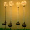 Lampe de sol en boule de fil de cuivre à énergie solaire extérieure Décoration de jardin Paysage Reed lumineux