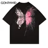 Magliette da uomo GONTHWID Graffiti Ink Streetwear Magliette Hip Hop Moda Casual Manica corta Magliette Camicie Uomo Estate Top 230418