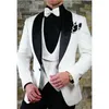 Costumes pour hommes Blanc Hommes Mariage Pour Slim Fit Custom 3 Piece Tuxedo Prom Groom Suit