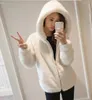 Kvinnors päls faux päls kanin imitation päls vinter gräs mink faux päls kappa damer konstgjorda päls huva mjukt plus size kvinnor jacka röd 4xl 5xl 231118