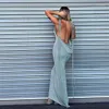 Casual Dresses Sexy Backless Maxi Dress White Spaghetti Strap Slim Long For Women Fashion Temperament Club Party Summer Outfits 2023