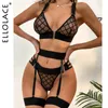 Set sexy Ellolace Rhomboid Lingerie erotica Sensuale Costumi esotici trasparenti Reggiseno trasparente Giarrettiera Porno Sissy Maid Outfit 230419