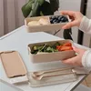 Servis uppsättningar 3st barn Bento Box Läcksäker lunchbehållare Söta lådor för pinnar Mikrovågsäkert behållare