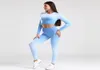 Adapt Ombre Naadloze Yoga-outfits Set Dames Sportpak Workout Sportkleding Gymset Crop Top met lange mouwen Hardlooplegging Fitness1087524