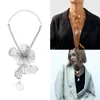 Cadenas Flor Colgante Collar Llamativo Chunky Para Mujer Chica Regalos Cadena de clavícula de flor de diamantes de imitación