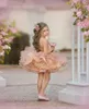 Girl Dresses 2023 Beaded Lace Flower Ball Gown Short Tiers Spaghetti Tulle Lilttle Kids Birthday Pageant Weddding Gowns