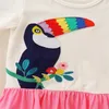 Girl s Dresses Jumping Meters 2023 Princess Girls Birds Embroidery Short Sleeve Cotton Toddler Baby Frocks Kids Costume Layer Dress 230418