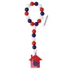 Decorative Figurines Independence Day Wood Beads Wall Hanging With American Flag Farmhouse Heart-Shaped Tag Pattern Wooden