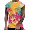 Canotte da uomo Tinta unita Camicia da uomo Casual da spiaggia Hawaiianss Boho Stampa Senza maniche T-shirt da allenamento Cool T-shirt da allenamento Corsetto