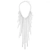 Choker mode glanzende strass lange tassel ketting dames sexy luxueuze kristallen sleutelbeen keten sieraden ornamenten groothandel