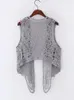 Bluzki damskie Asymetryczne otwarte ścieg Cardigan Summer Beach Boho Hippie People Style szydełka haft haftowa kamizelka bez rękawów 2023