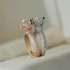 Cluster Rings Arrival Simpler Fashion Jewelry 925 Sterling Silver&Rose Gold Fill Round Cut White Topaz CZ Diamond Eternity Women Ring