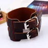 Bangle Vintage Leather Bracelet European American Wide Double Buckle Men Women Handchains Cross Border Punk Bracelets