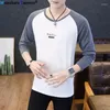 Мужские футболки Ts Spring Brand Clothing Мужская длинная рукава круглые футболки повседневная бейсбольная футболка мужская лоскутная уличная одежда негабаритная