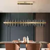 Modern Chandelier Remote Control Dimble Gold/Black Rectangular LED Gloss Light Fixture Restaurant Kitchen Island Pendant Light