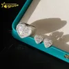 Factory Hip Hop Moissanite Jóias do coração Anéis 925 Sterling Silver Baguete Diamante pingente Brincos de jóias finas Conjunto de jóias