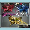 Party Masks New Halloween Mask Children Masquerade Coloured Ding Or Pattern Plating Butterfly Princess Drop Delivery Home Garden Fes Dhwum