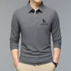 T-shirty męskie moda solidna koszula polo hazzys koreańskie ubranie modowe długie rękaw swobodne dopasowanie Slim Man Polo Shirt Tops 230419