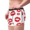 Underpants Men's Boxer Briefs Shorts Panties Red Lips Lipstick Soft Underwear Male Novelty