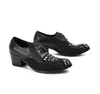 British Style Men High Heel Shoes Cow äkta läder Fashion Gentlemen T Stage Shoes Male Oxfords Big Size 38-46