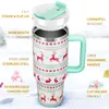 Christmas Tumbler with Lid 40 oz Tumbler with handle and Straw, Insulated Coffee mug Stainless Steel Water Bottle for Christmas
