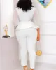 Ubrania etniczne wiosna jesień afrykańskie kobiety na pół rękawie biały czarny poliester dwa elementy zestawy na górze i długie spodnie afrykański Suit S5XL 230419