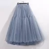 Jupes Volants Tutu jupe plissée femmes taille haute grande balançoire Vintage Tulle jupe coréenne noir vert maille jupe longue vêtements Streetwear 230419