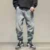 メンズジーンズ秋のファッションハラジュクライトブルーデニムパンツストリートウェアジョガーズメンズ衣料貨物男性Jed5