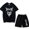 Fatos masculinos Anime T-shirt e Shorts Anime Berserk Oversized Tracksuit Homens Verão Sport Wear Casual Shorts Sweatpants Tracksuit Set Men 230419