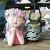 Party Favor Resin Crafts Fairy Flower Pot Meditation Girl Balcony Courtyard Garden Decoration and Layout Creative Ornaments 231118