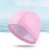 Swimming caps PU Waterproof Swimming Caps for Men Women High Elastic Pool Swimming Hat Solid Color Ear Protection Long Hair Bathing Swim Caps P230418