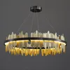 Moderne creatieve ronde kroonluchter afstandsbediening dimbare zwart/gouden lampen interieur woonkamer lobby hanglampen