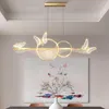 Pendant Lamps Nordic Light Luxury Dining Room LED Chandelier Modern Rectangular Black/Gold Kitchen Creative Study