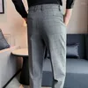 Mäns kostymer 2023 Plaid Suit Pants High Quality Business Casual Formal Wear Slim Fit Office Byxor Gray/Blue Brand Fashion Mankläder