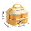 Dinnerware Sets Portable Lunch Box With Handle Cartoon Thermal Picnic Bento School Student Tableware Storage Container