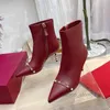 Marca de luxos botas de salto alto botas de tornozelo salto alto outono inverno plataforma curta vestido de festa bombas bico fino botas de estilete botas antiderrapantes desgaste rebite