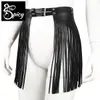 Sexig uppsättning Spicy Girl's Justerable Faux Leather Midjeband Fringe Tassel Kjol Belt 230419