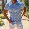 Mäns casual skjortor sommar kort ärm mäns smala mode grafisk tryck knapp-up skjorta streetwear män klädklassisk turnering