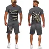 Herrspårpersonlighetskallen 3D Tryckta herrtes/shorts/Suits Cool Hipster Streetwear T-shirts Set Fashion Halloween Gothic Punk Clothing 230419