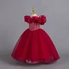 Księżniczka maluchowe sukienki dla dziewcząt na wesele krótkie rękawy Dziewczyna urodzinowa sukienka Ball Suknia balowa małe dzieci