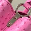 Hoge kwaliteit designer dames schoudertas Kapucijnen Struisvogel lederen handtas Tote bag luxe portemonnee clutch dames messenger bag roze