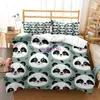 Ensembles de literie dessin animé Panda ensemble de lit double taille mignon 3 pièces housse de couette pour filles garçons enfants adolescent couette