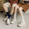 Men's Socks Stripe Retro Men Letter Ribbed Cotton Sock Man Navy White Long Adult Spring Utumn Casual Soft Sport Couples
