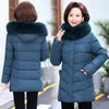 2023 new arrival autumn and winter women long cotton jacket hooded large fur collar cotton coat