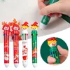 4 Uds regalos decoración del hogar calcetín de Navidad árbol bolígrafo de diez colores papelería de hombre de pan de jengibre