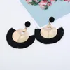 Boucles d'oreilles pendantes bohème ethnique velours filigrane pendentif en métal pour les femmes exquis fleuri fil goutte ventilateur forme gland charme