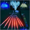 Décoration de fête 8 lampes à cordes Meteor Showers Rain Light Set LED Arbres Lampe Waters Proof Anniversaire Décorer Recs White Glow Dhfxv