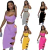 Womens Designer clothes Tracksuit Dress Sexy sling Two Piece outfits Scoop Neck Sleeveless Backless Top Hole Skirts 2-piece Suit